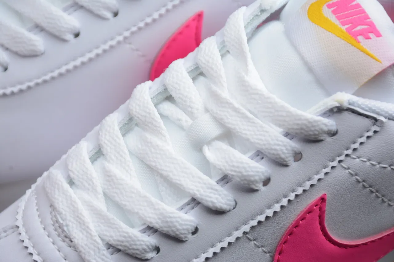 Nike Cortez White Pink Yellow Lifestyle Sneakers 14
