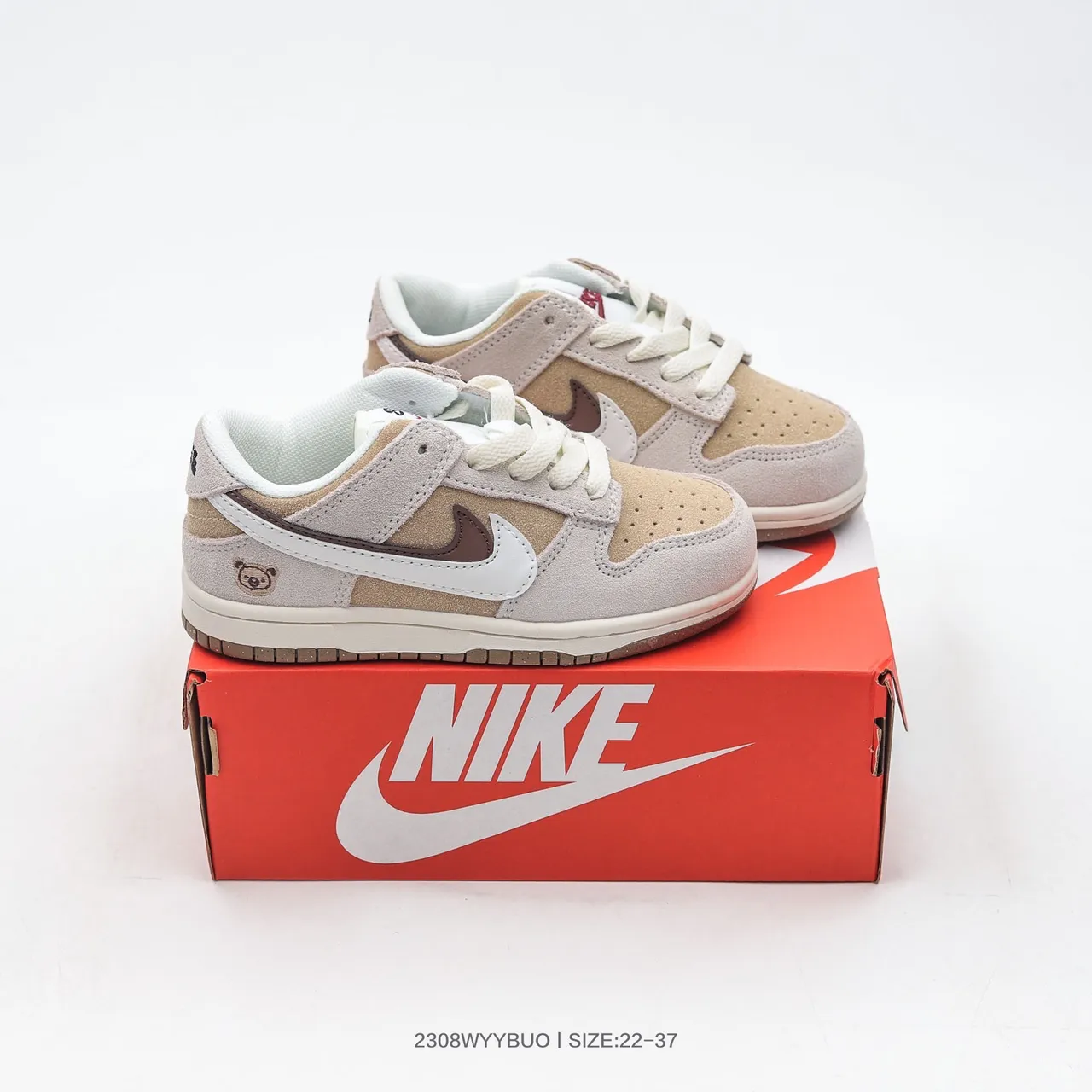 Nike Dunk Low Beige Black Light Blue Skateboard Shoes 10