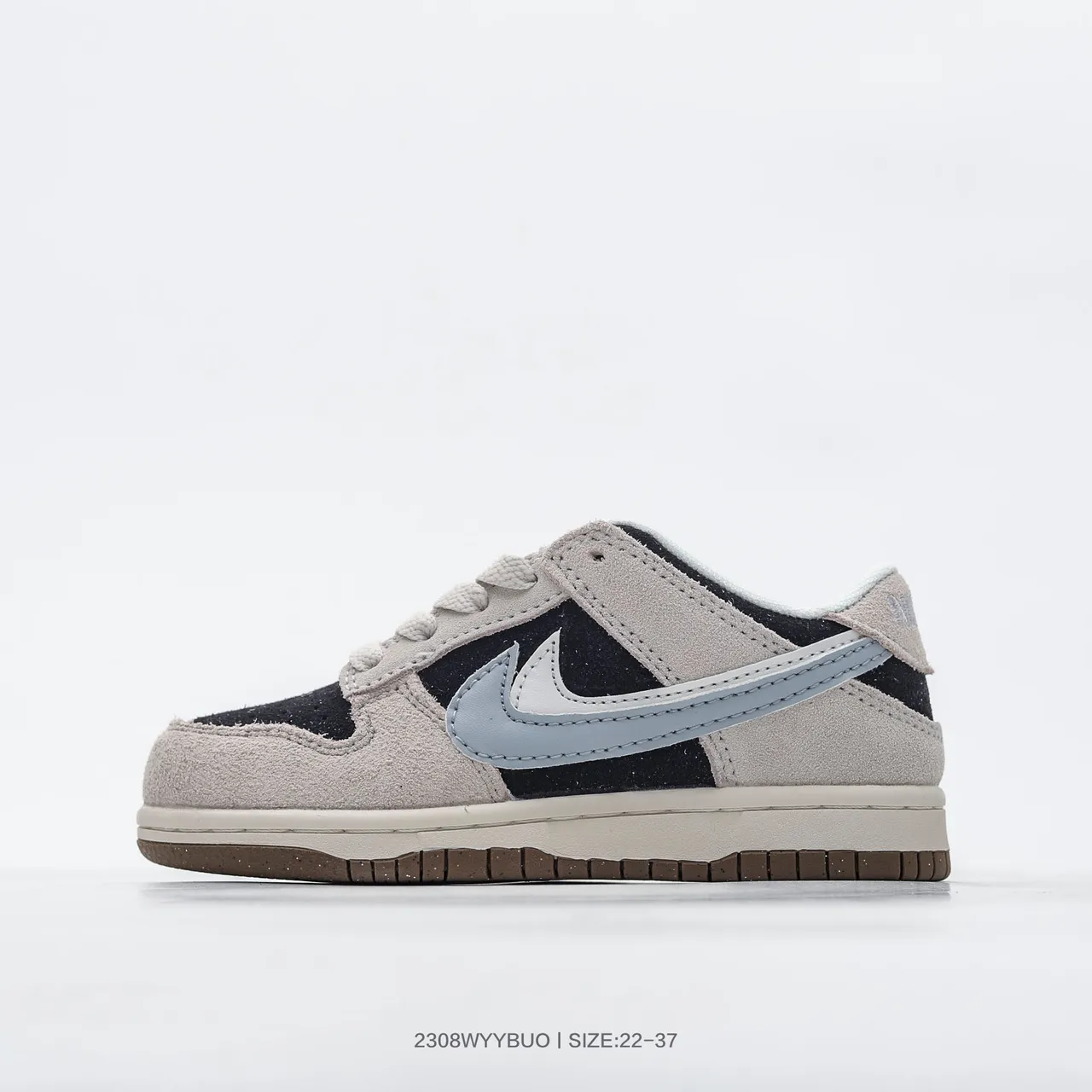 Nike Dunk Low Beige Black Light Blue Skateboard Shoes 15