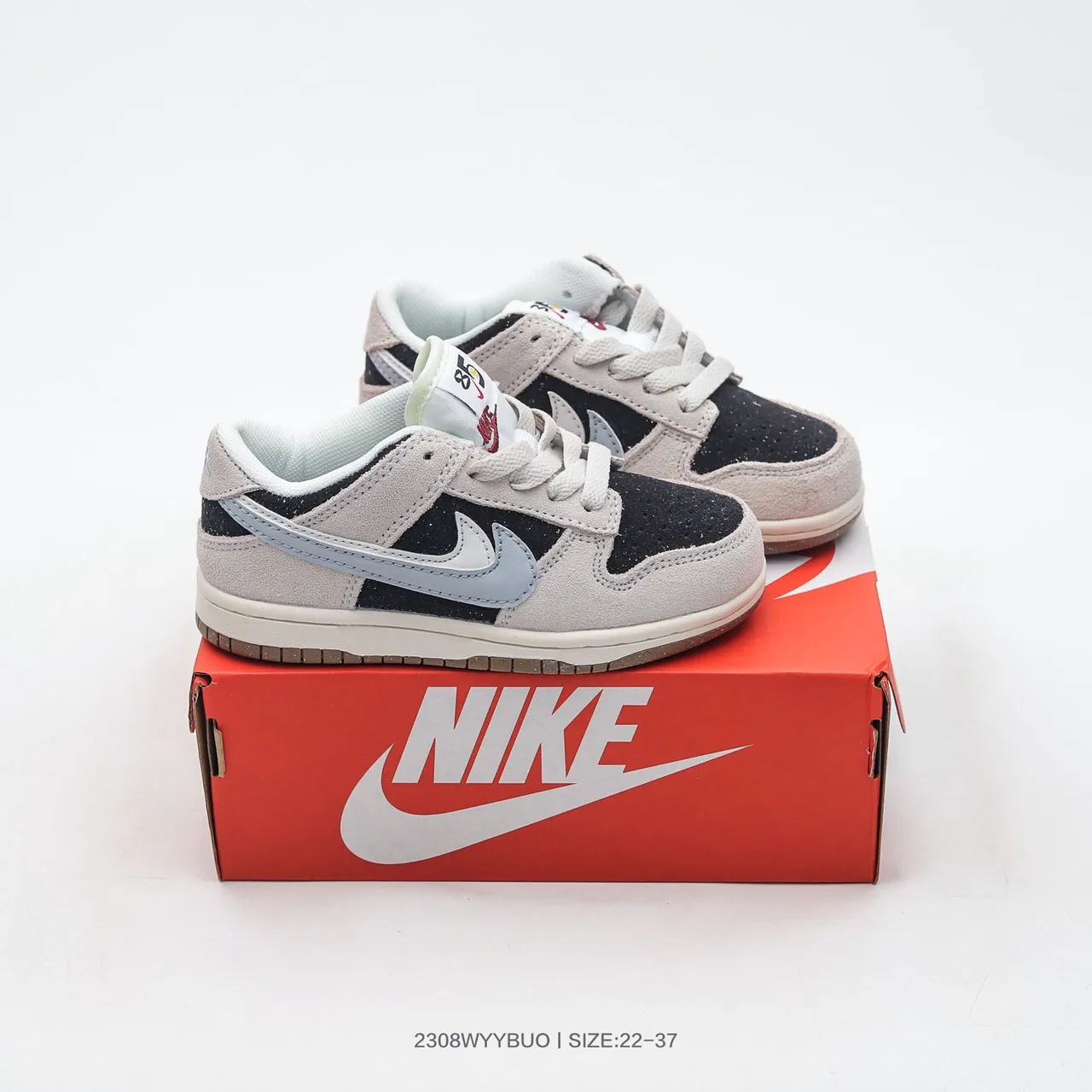 Nike Dunk Low Beige Black Light Blue Skateboard Shoes 16