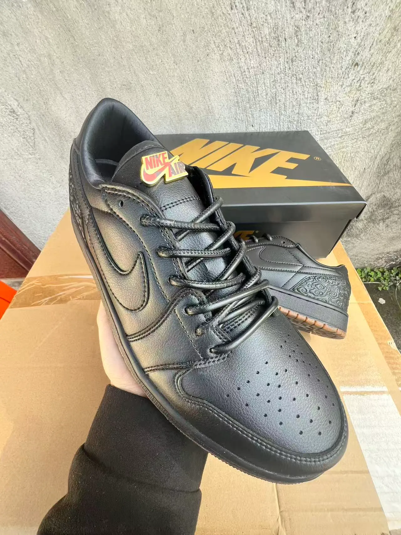 Nike Dunk Low Black Embossed Heel Lifestyle Sneakers 2