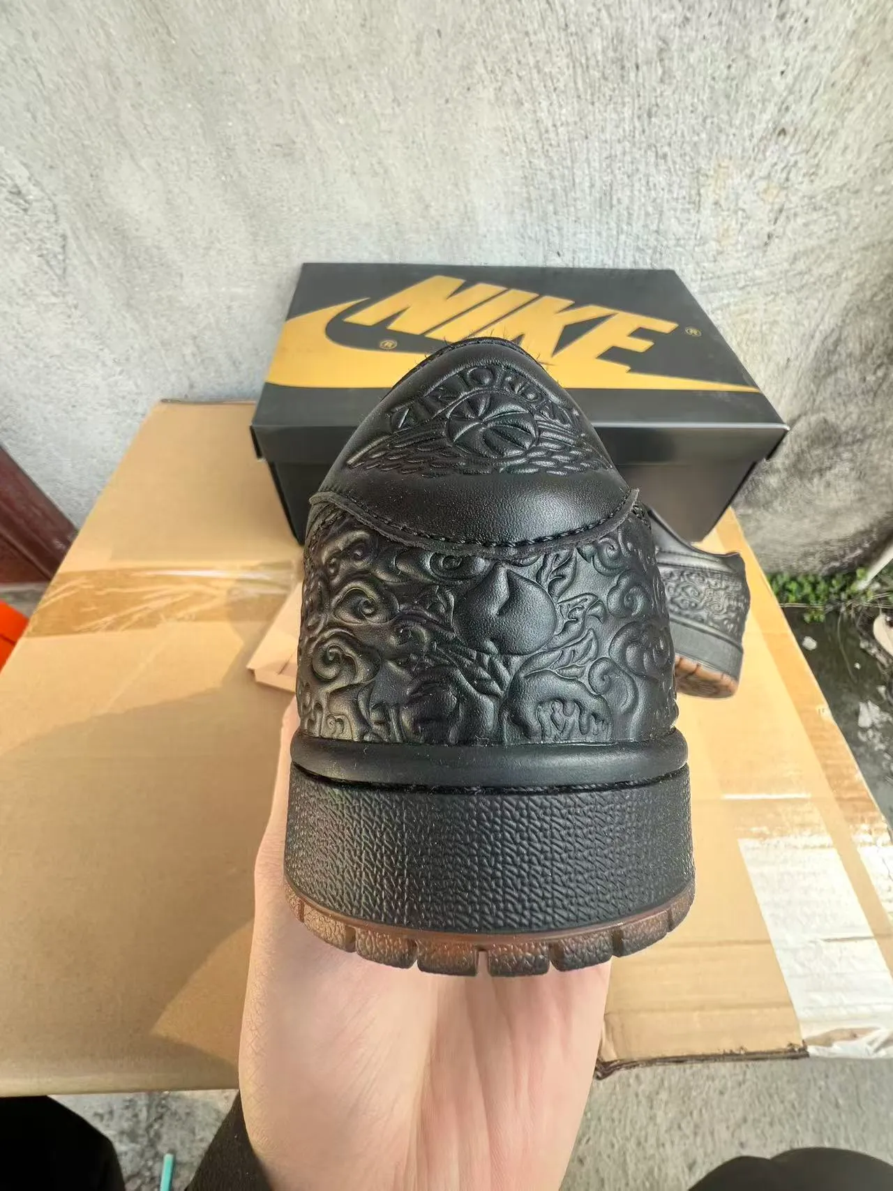 Nike Dunk Low Black Embossed Heel Lifestyle Sneakers 8