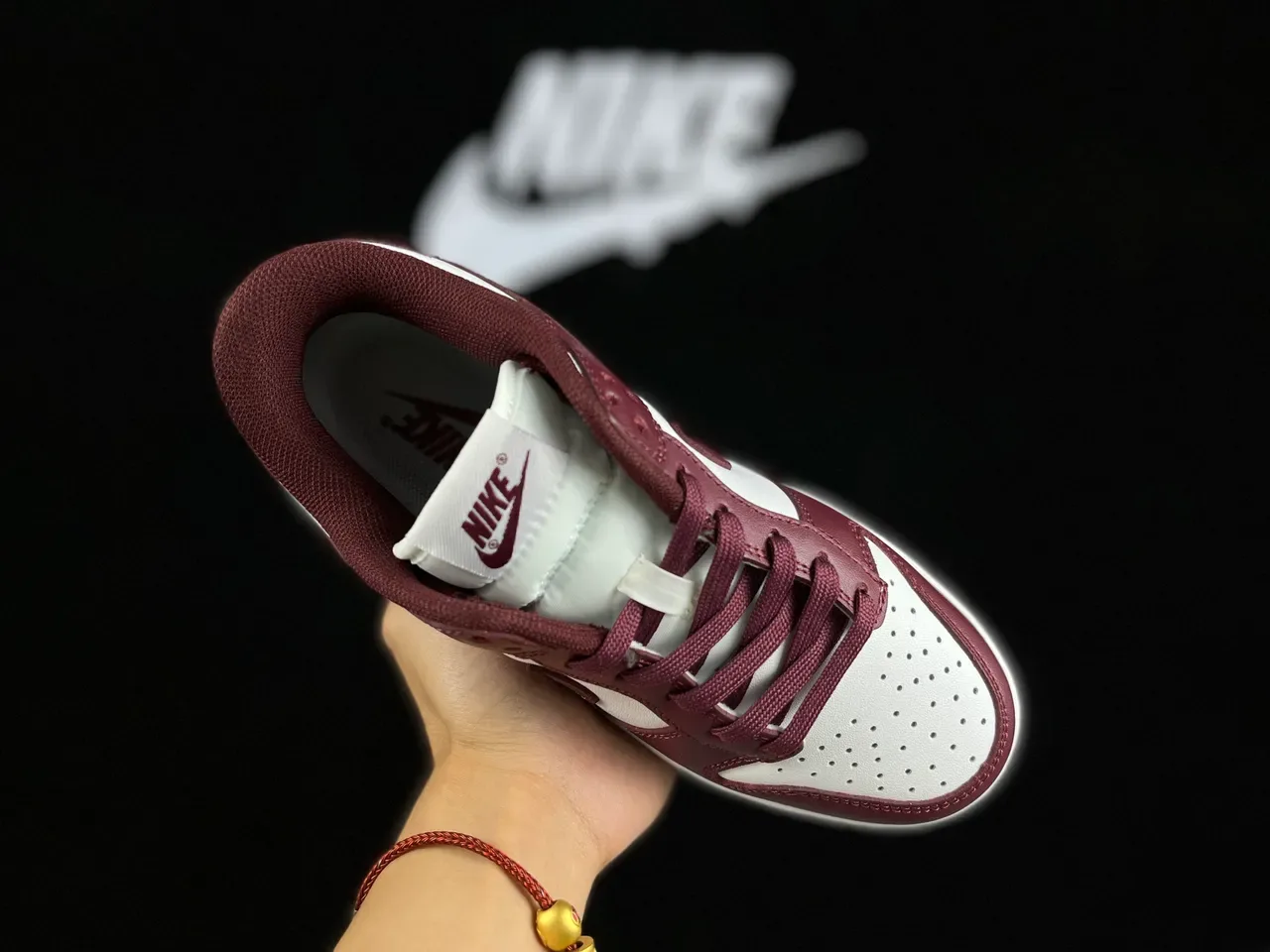 Nike Dunk Low Burgundy and White Lifestyle Sneakers 3