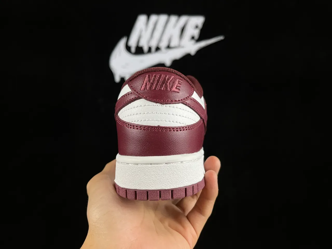 Nike Dunk Low Burgundy and White Lifestyle Sneakers 6