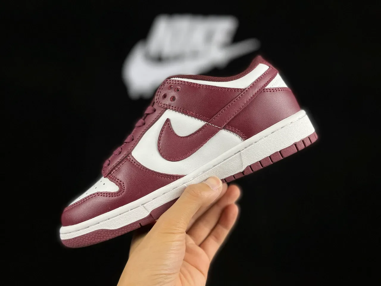 Nike Dunk Low Burgundy and White Lifestyle Sneakers 7