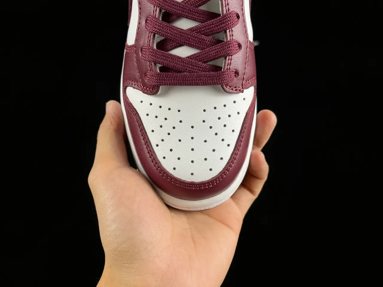 Nike Dunk Low Burgundy and White Lifestyle Sneakers 8
