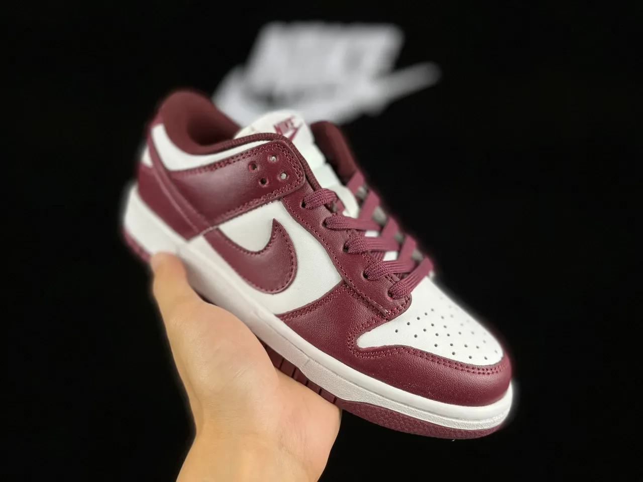 Nike Dunk Low Burgundy and White Lifestyle Sneakers 9
