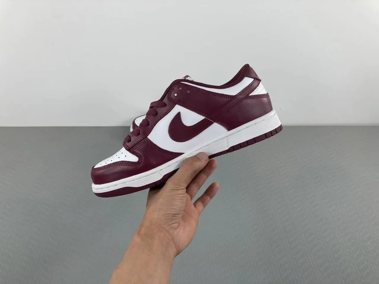 Nike Dunk Low Burgundy and White Lifestyle Sneakers 10