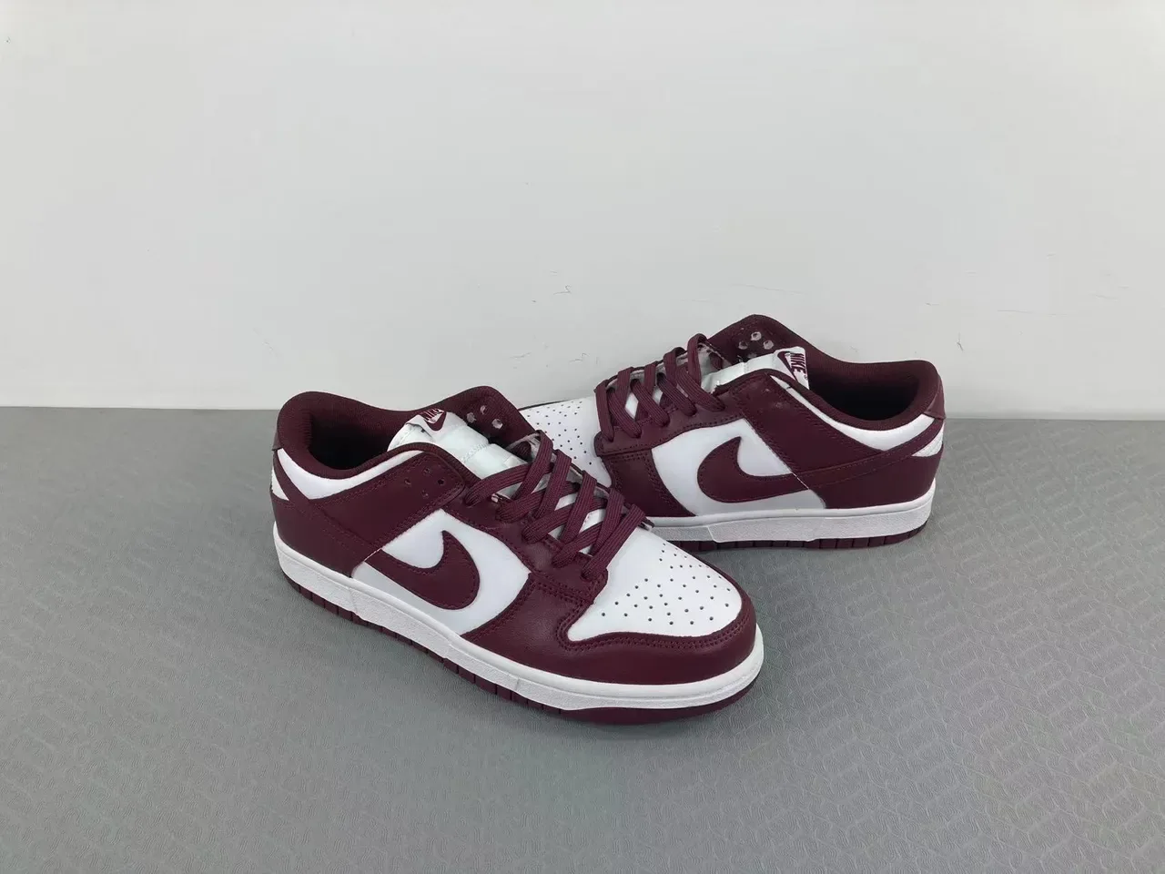Nike Dunk Low Burgundy and White Lifestyle Sneakers 15