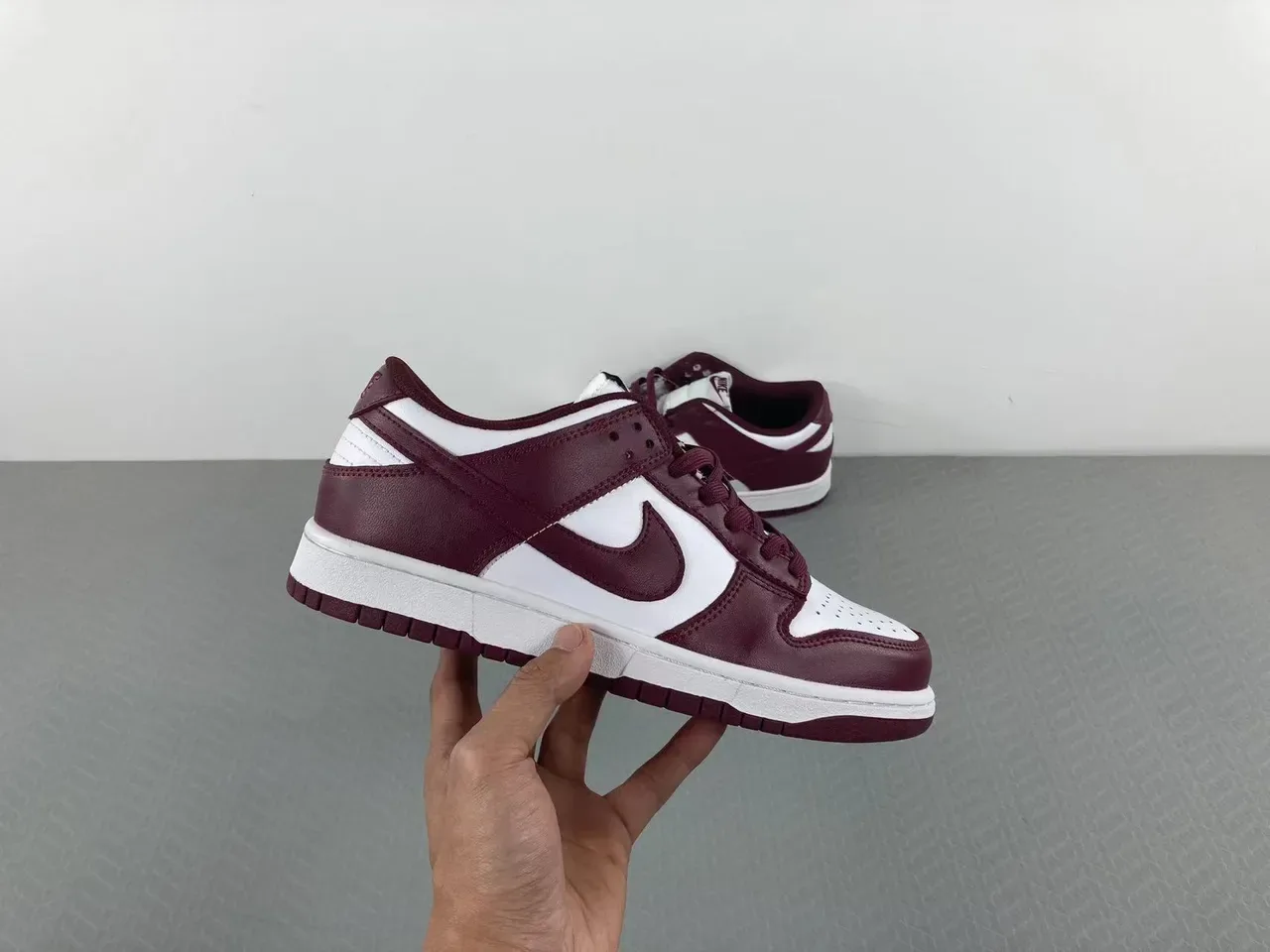 Nike Dunk Low Burgundy and White Lifestyle Sneakers 16