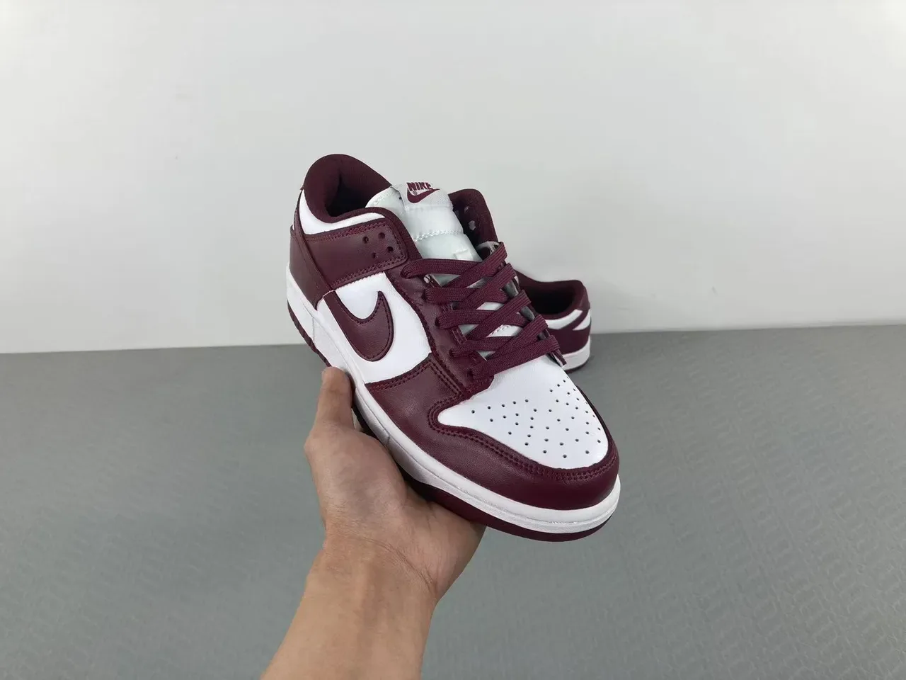 Nike Dunk Low Burgundy and White Lifestyle Sneakers 17