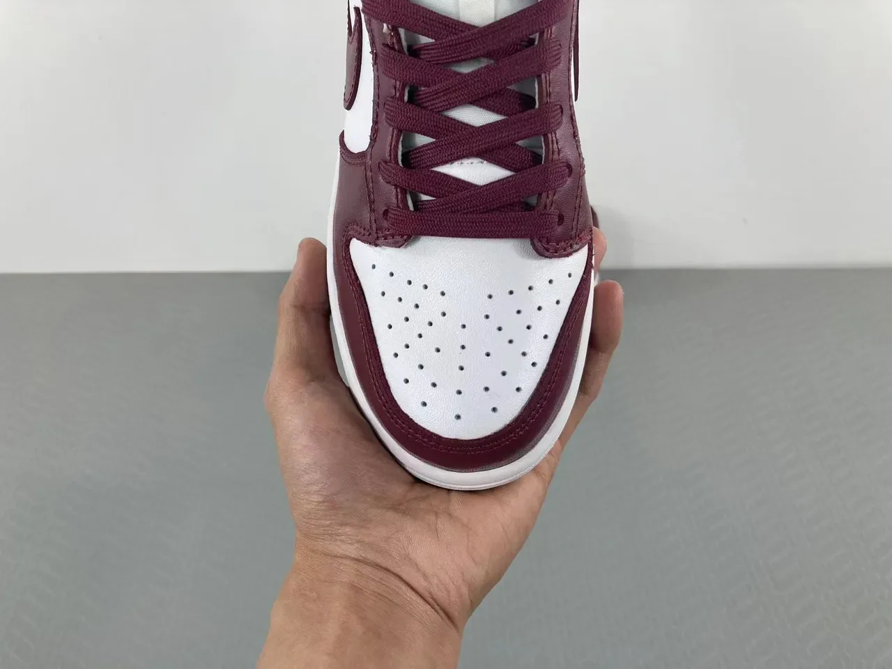 Nike Dunk Low Burgundy and White Lifestyle Sneakers 18