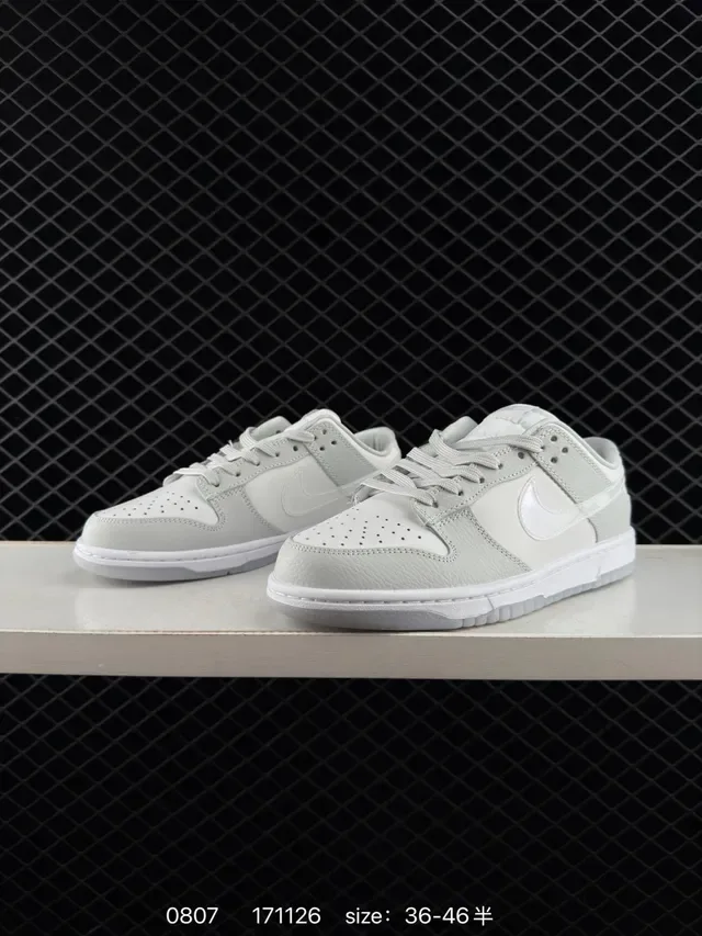 Nike Dunk Low Light Gray Leather Lifestyle Sneakers 3