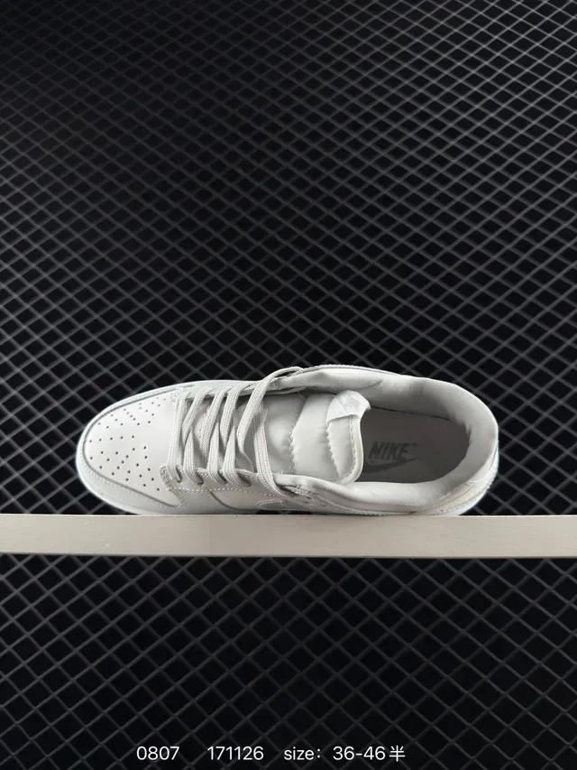 Nike Dunk Low Light Gray Leather Lifestyle Sneakers 5