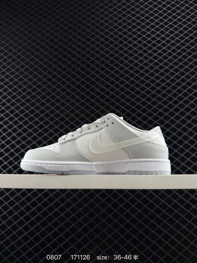 Nike Dunk Low Light Gray Leather Lifestyle Sneakers 6