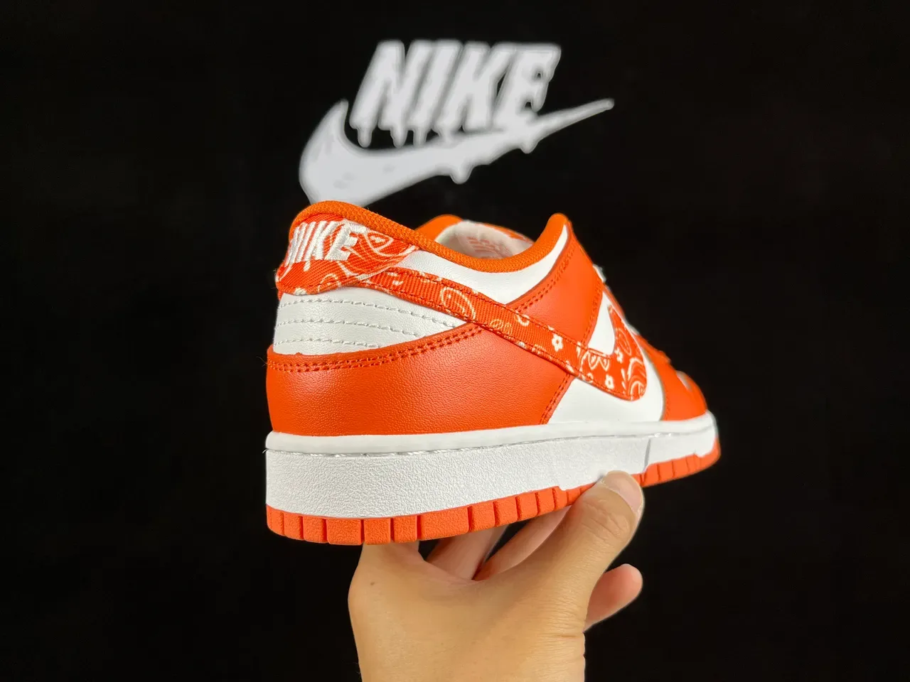 Nike Dunk Low Orange Bandana Print Lifestyle Sneakers 5