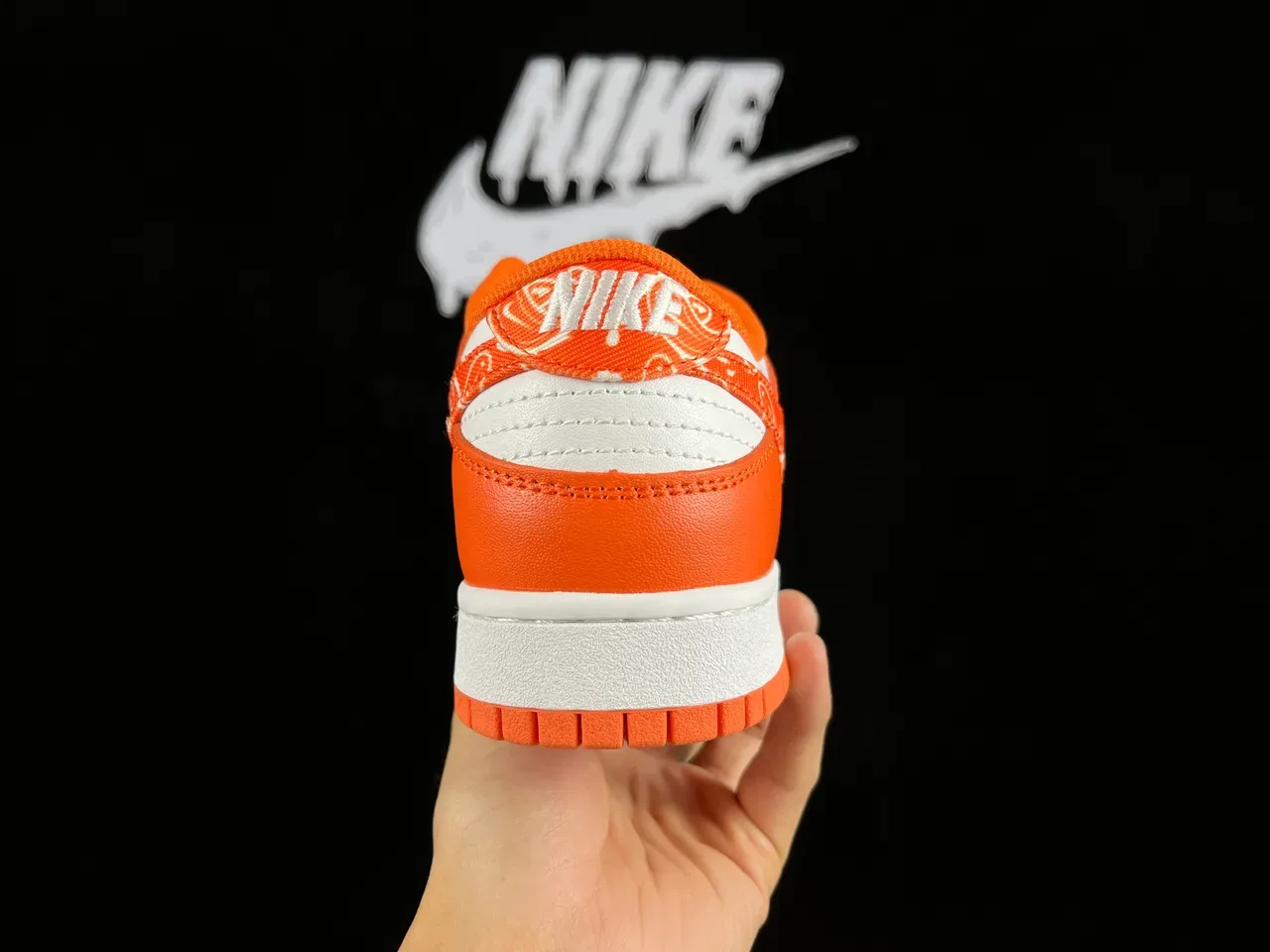 Nike Dunk Low Orange Bandana Print Lifestyle Sneakers 6