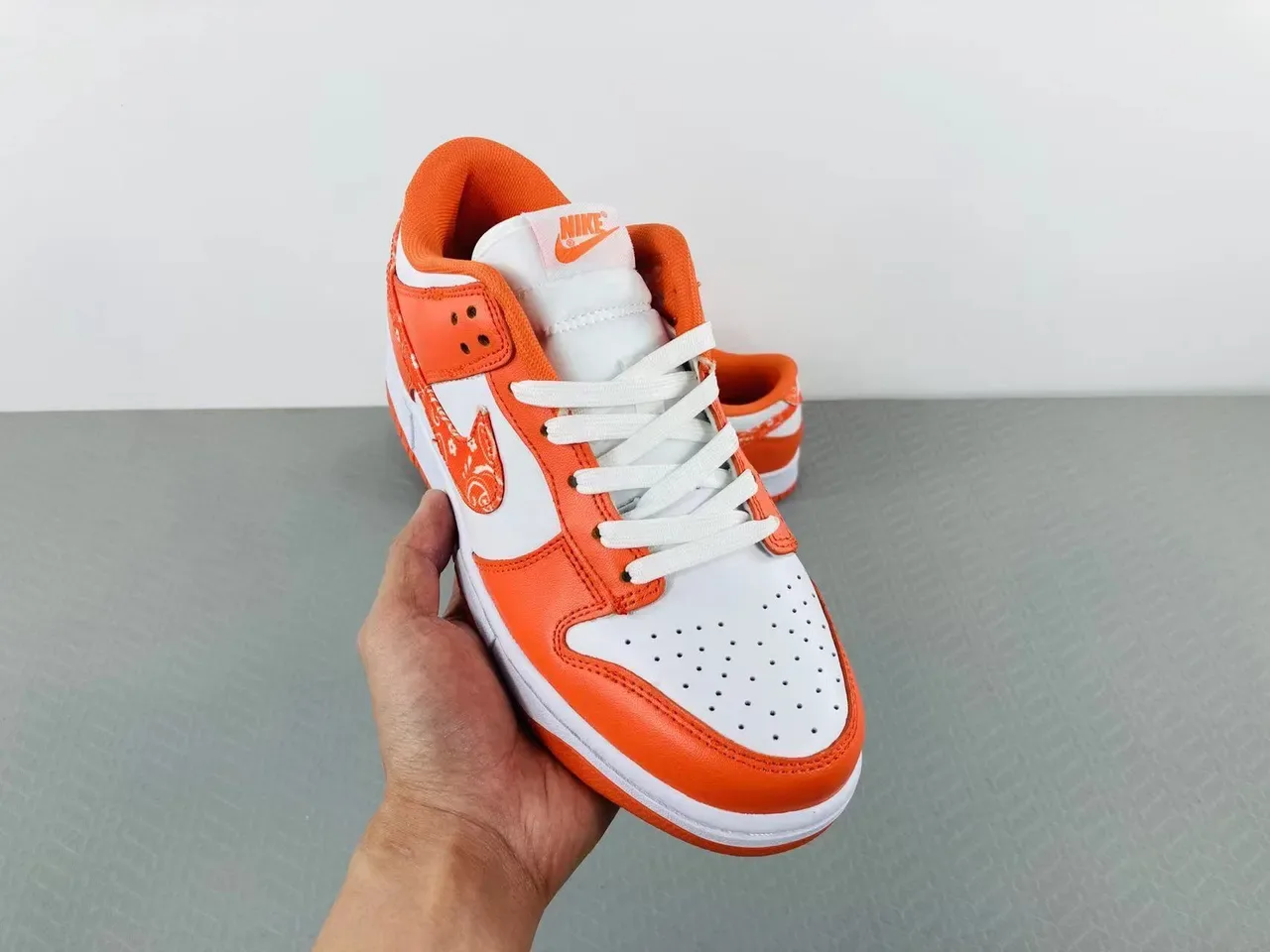 Nike Dunk Low Orange Bandana Print Lifestyle Sneakers 11