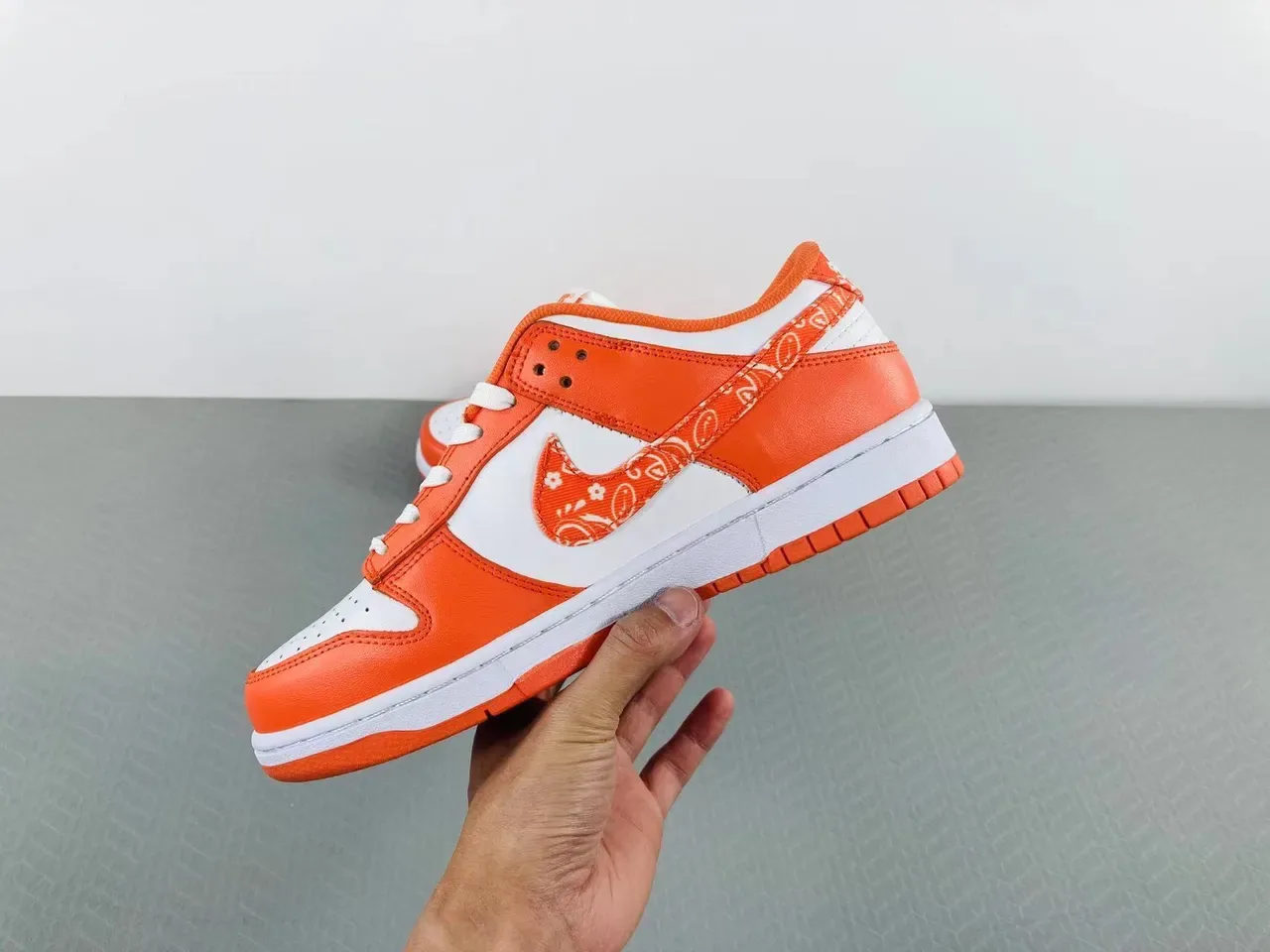 Nike Dunk Low Orange Bandana Print Lifestyle Sneakers 13