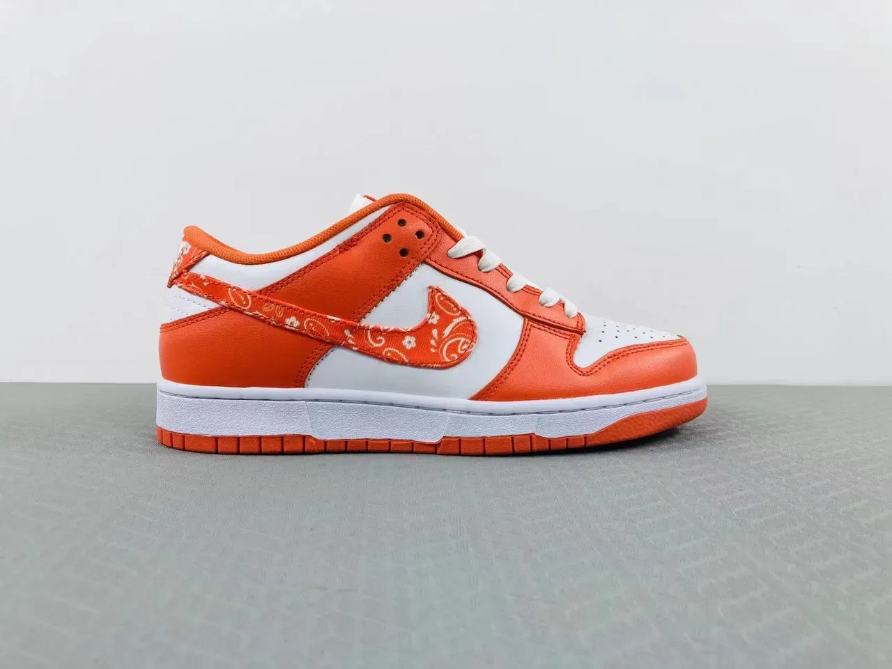 Nike Dunk Low Orange Bandana Print Lifestyle Sneakers 16