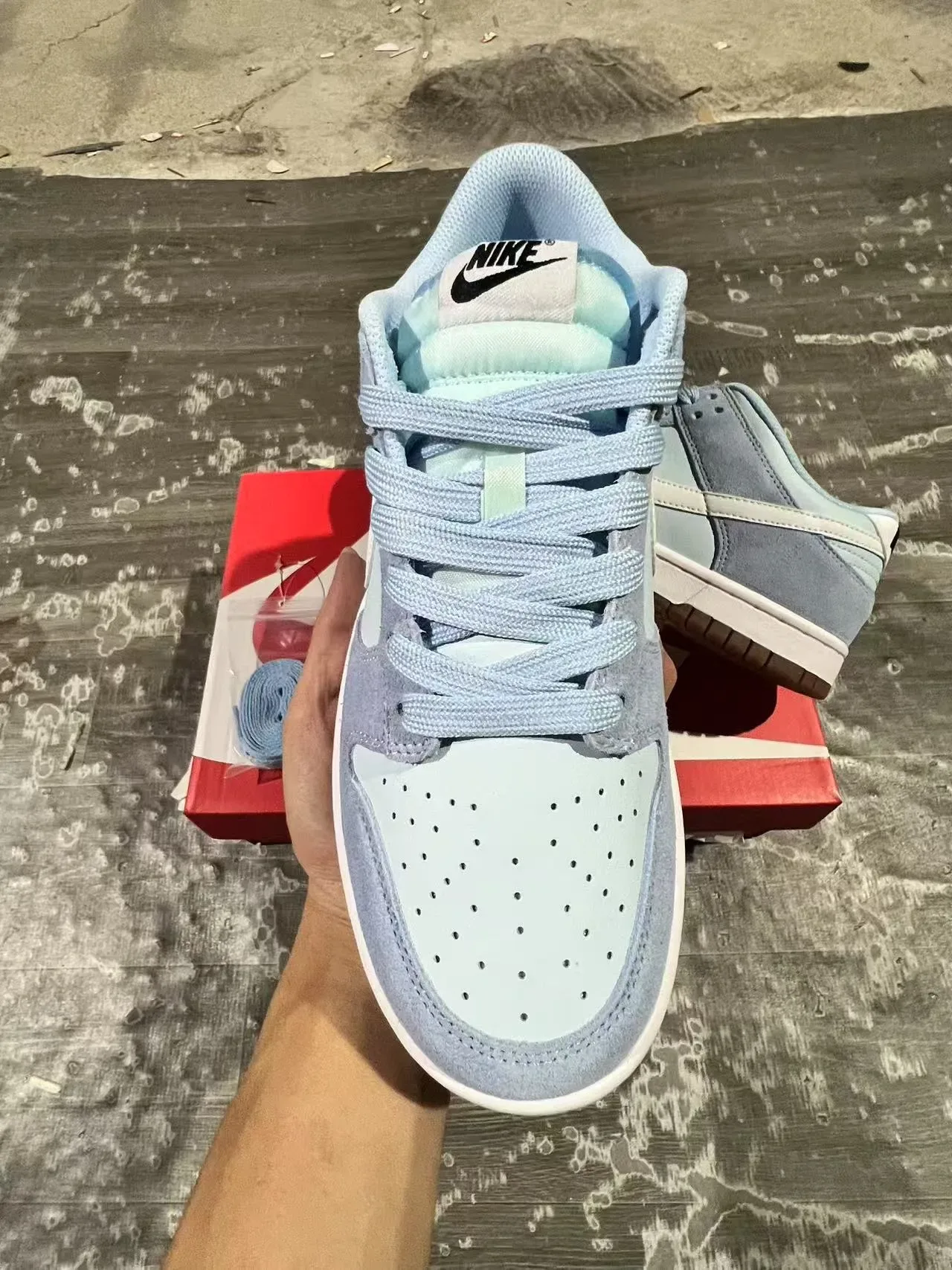 Nike Dunk Low Pastel Blue Mint Suede Lifestyle Sneakers 2