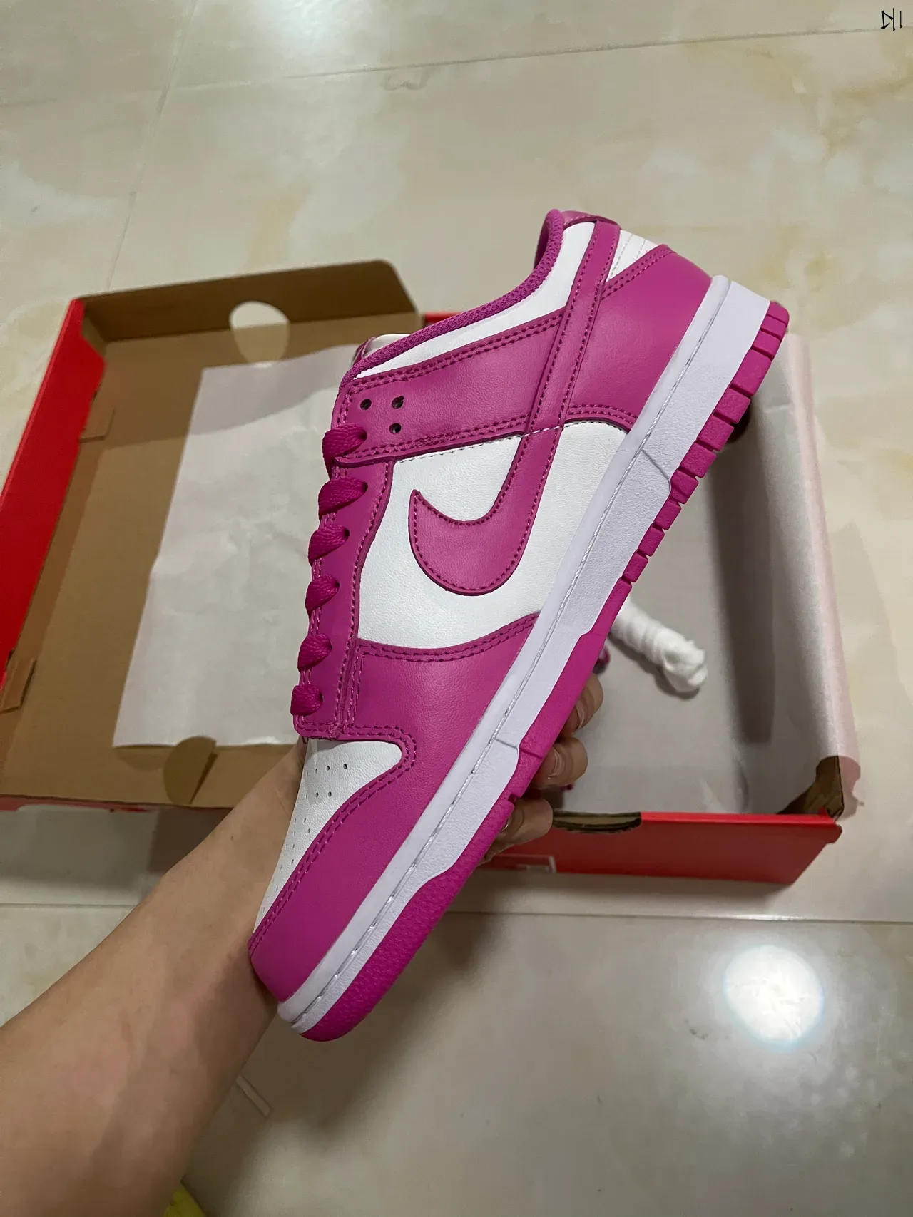 Nike Dunk Low Pink and White Lifestyle Sneakers 4