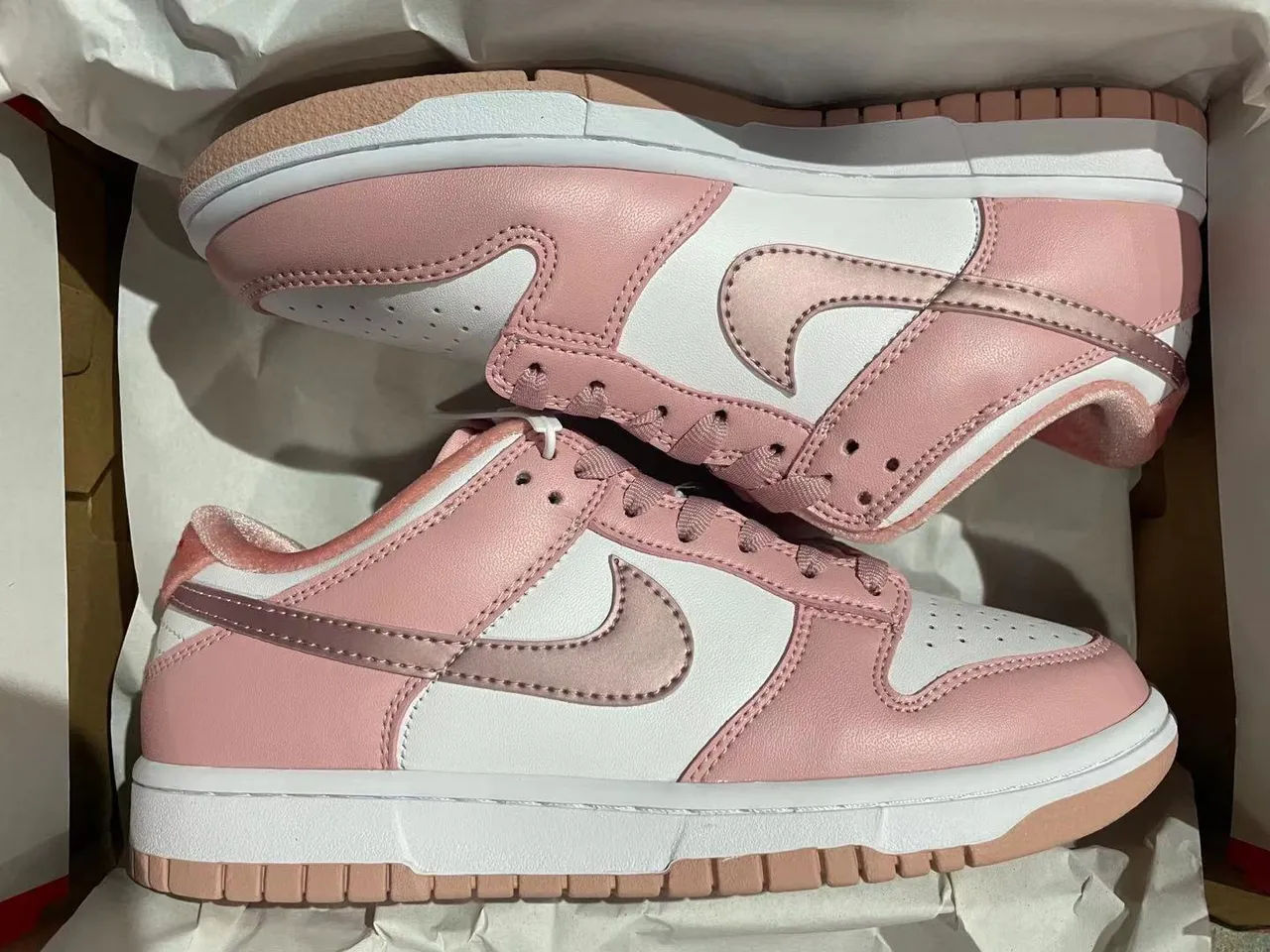 Nike Dunk Low Pink and White Lifestyle Sneakers 6