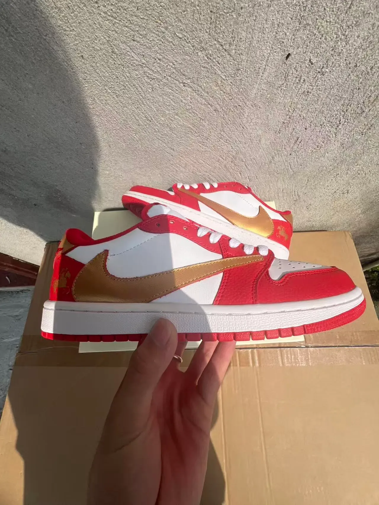 Nike Dunk Low Red White Gold Chinese New Year Lifestyle Sneakers 7