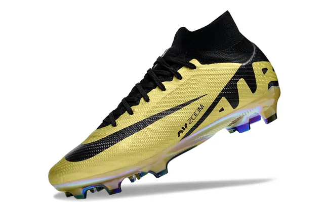 Nike Gold Black Metallic Upper Synthetic Overlays Firm-Ground Soccer Shoes 3