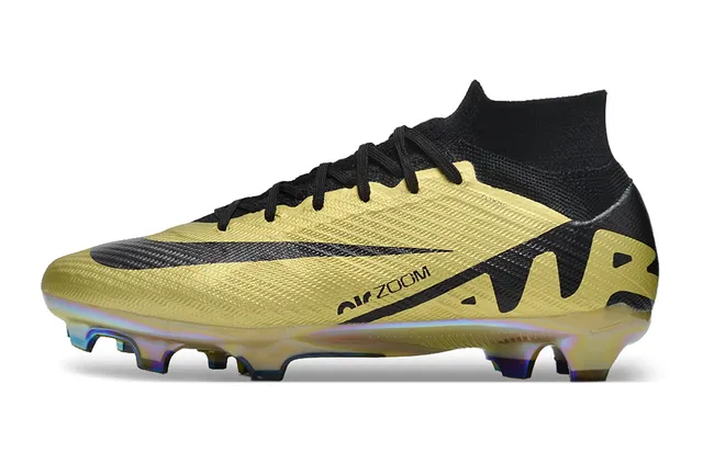 Nike Gold Black Metallic Upper Synthetic Overlays Firm-Ground Soccer Shoes 7