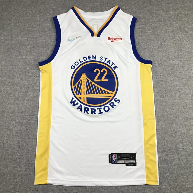 Nike Golden State Warriors أبيض أصفر بدون أكمام V-رقبة جيرسي 3