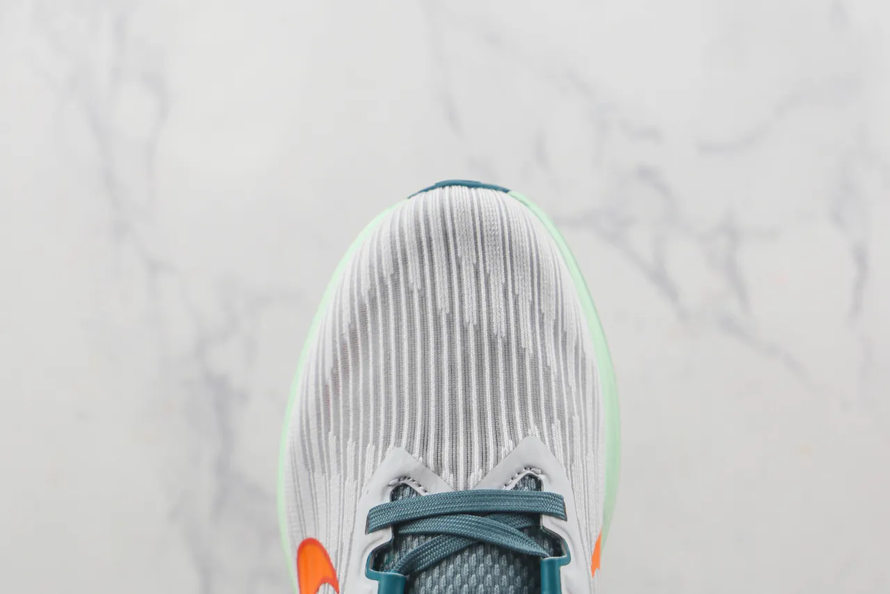Nike Gray Blue Engineered Mesh Upper Horizontal Ribbed Texture Running Shoes 6