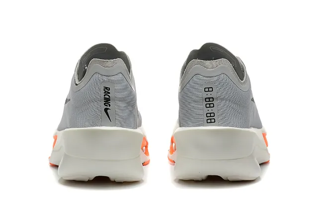 Nike Gray Orange Engineered Knit Upper Asymmetrical Sculpted Midsole Running Shoes 4