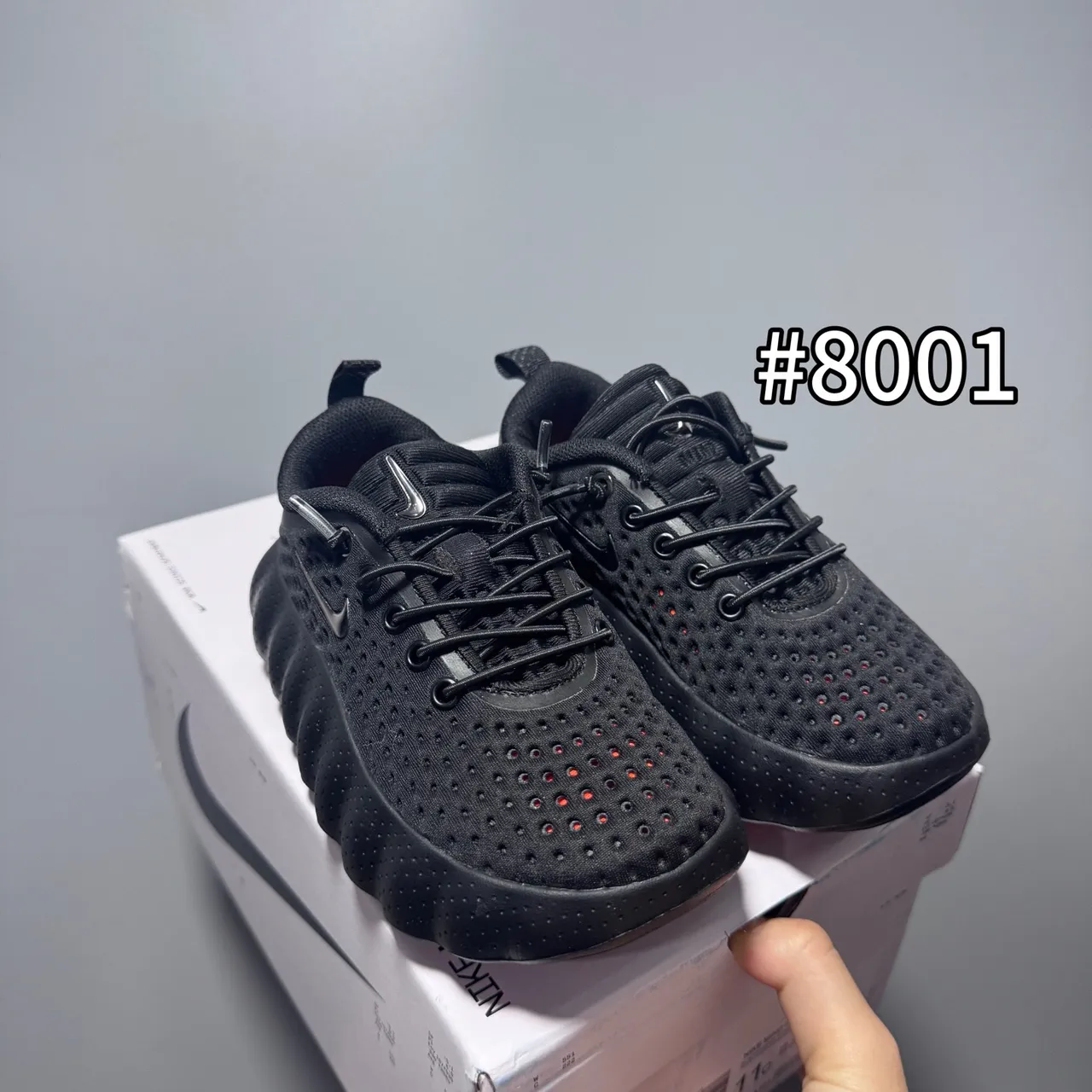 Nike Gray White Perforated Knit Upper Sculpted Wavy Midsole Running Shoes 3