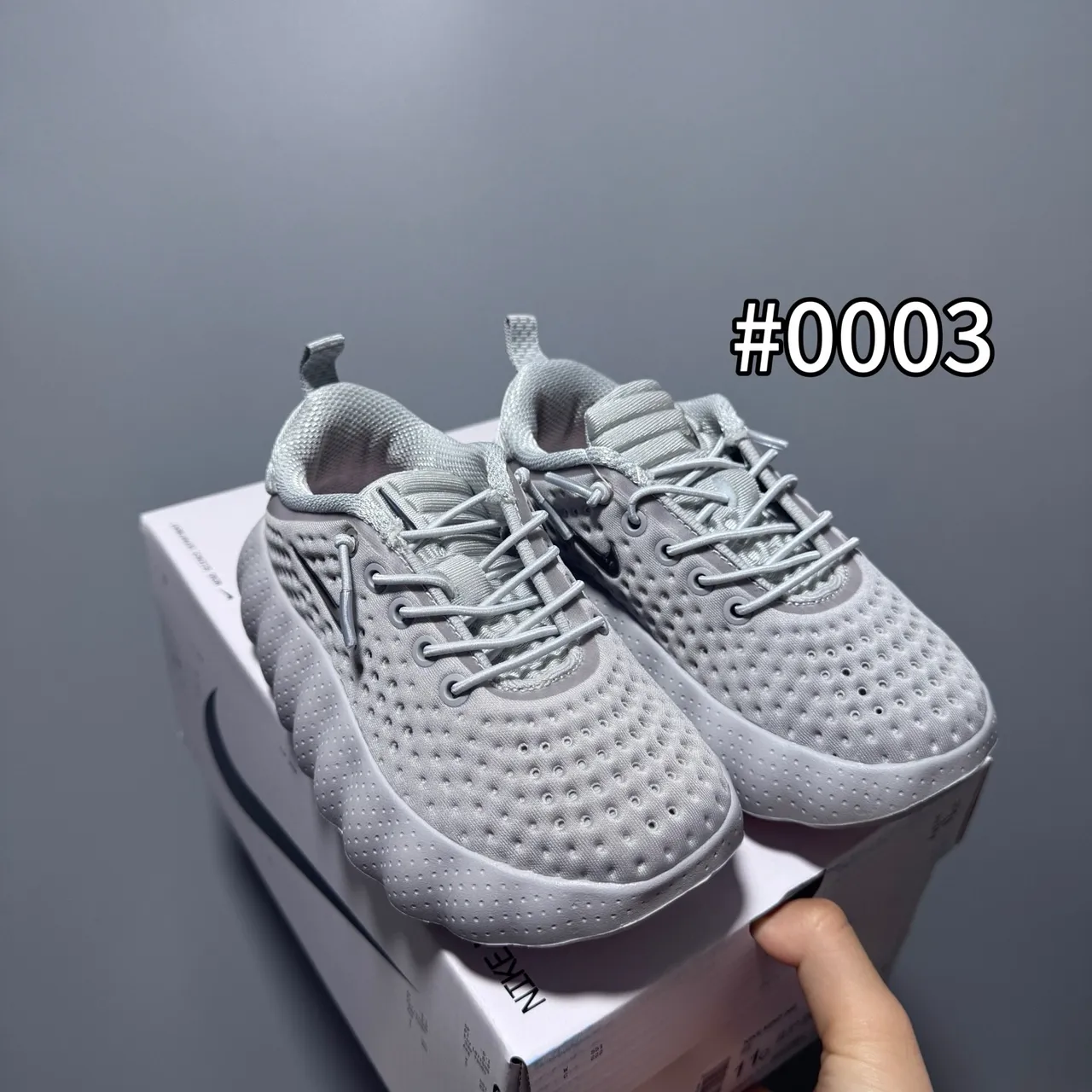 Nike Gray White Perforated Knit Upper Sculpted Wavy Midsole Running Shoes 5