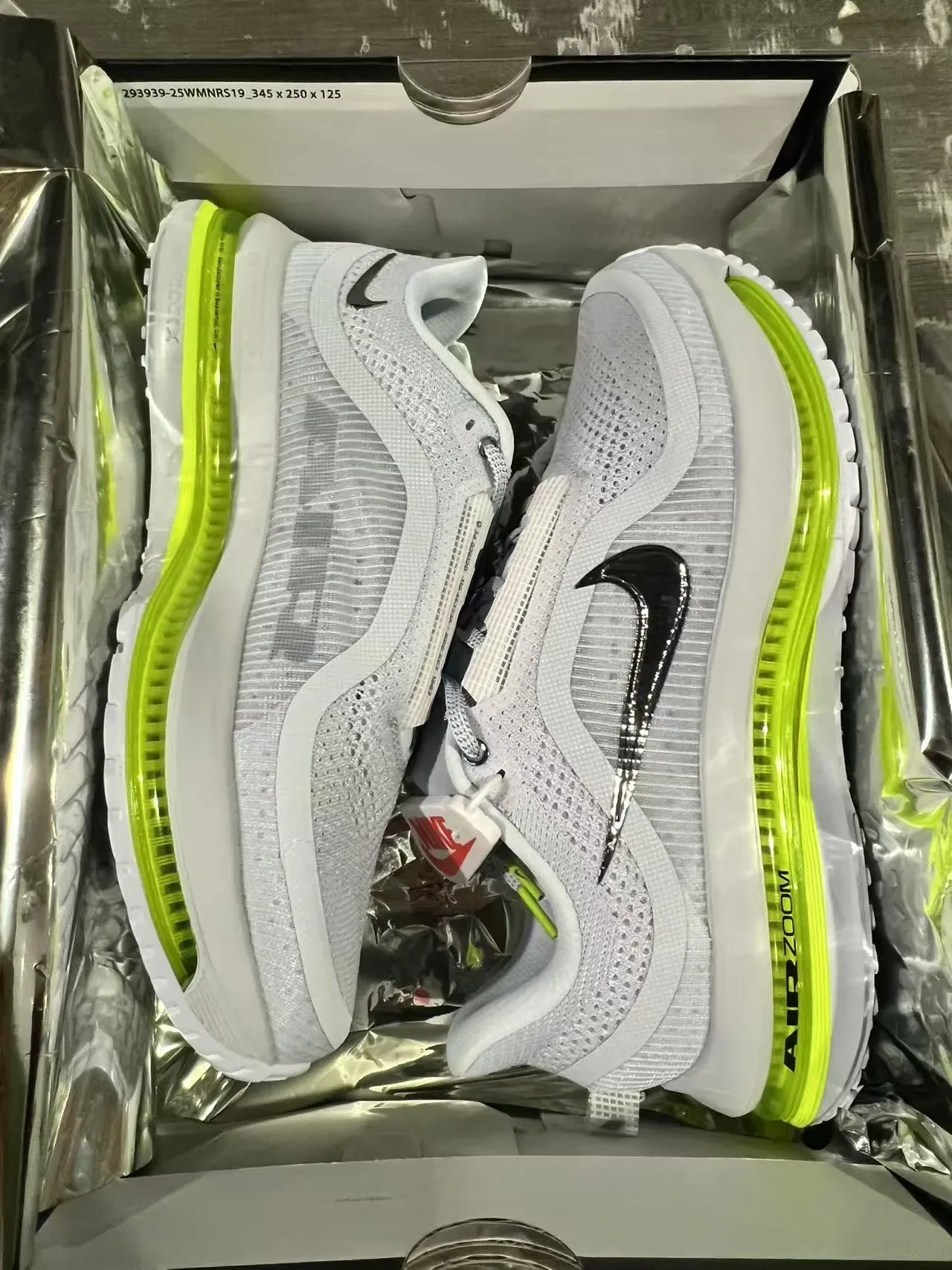 Nike Gris Amarillo Malla Engineered Superior Visible de Largo Completo Unidad Air Zoom Zapatillas Running 9