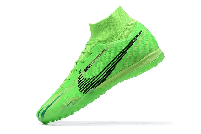 Nike Green Black High-Cut Sock-Fit Collar Neon Lime Synthetic Upper Turf Soccer Shoes 5