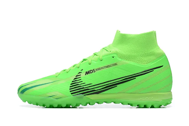 Nike Green Black High-Cut Sock-Fit Collar Neon Lime Synthetic Upper Turf Soccer Shoes 9