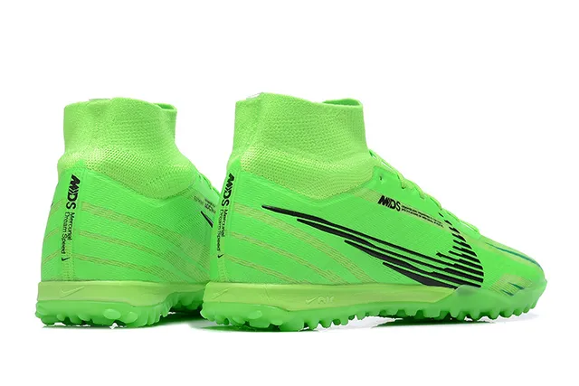 Nike Green Black High-Cut Sock-Fit Collar Neon Lime Synthetic Upper Turf Soccer Shoes 10