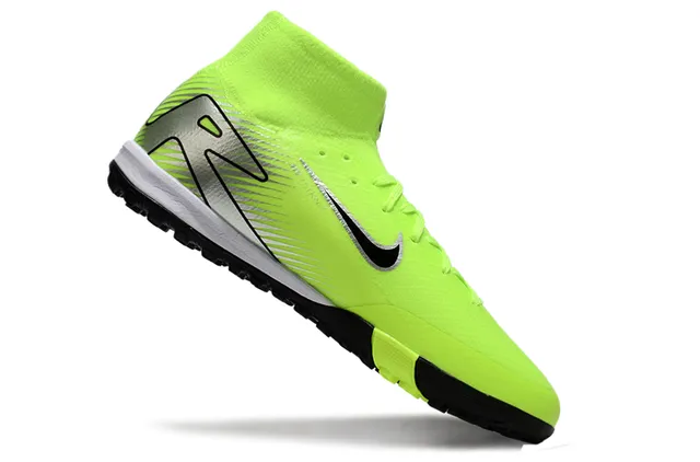 Nike সবুজ কালো হাই-টপ সক-ফিট কলার অসমমিত লেসিং টার্ফ সকার জুতা 2