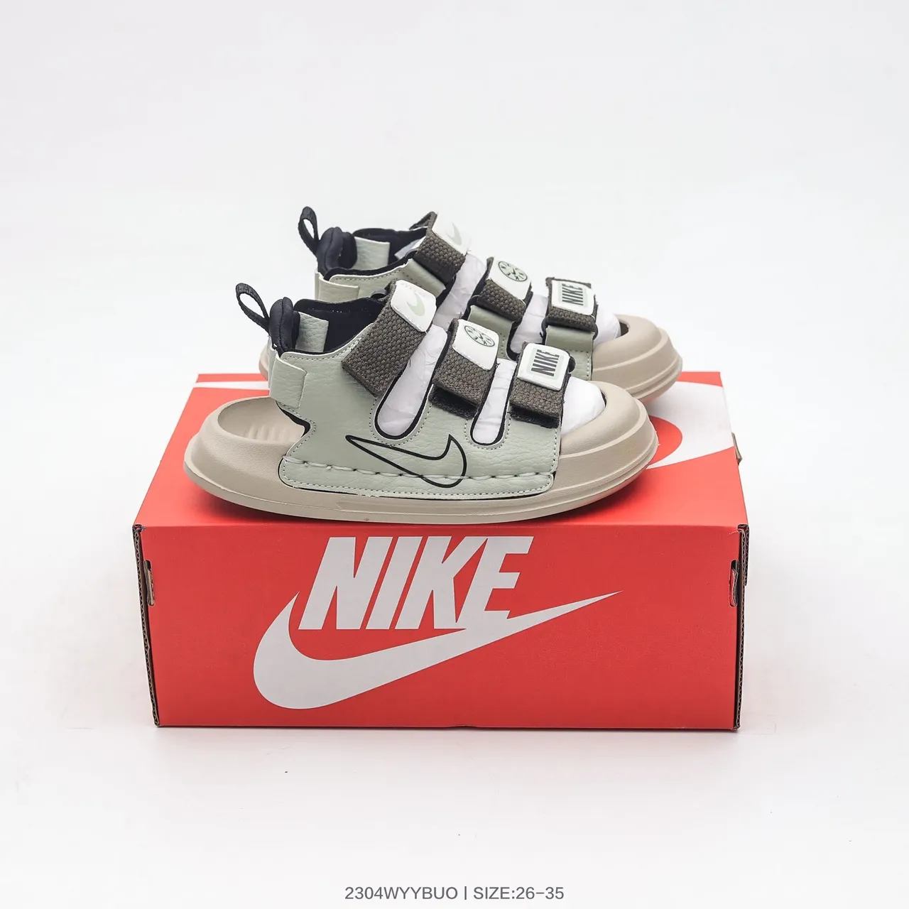 Nike Green Black Multi-Strap Adjustable Velcro Casual Sandals 5