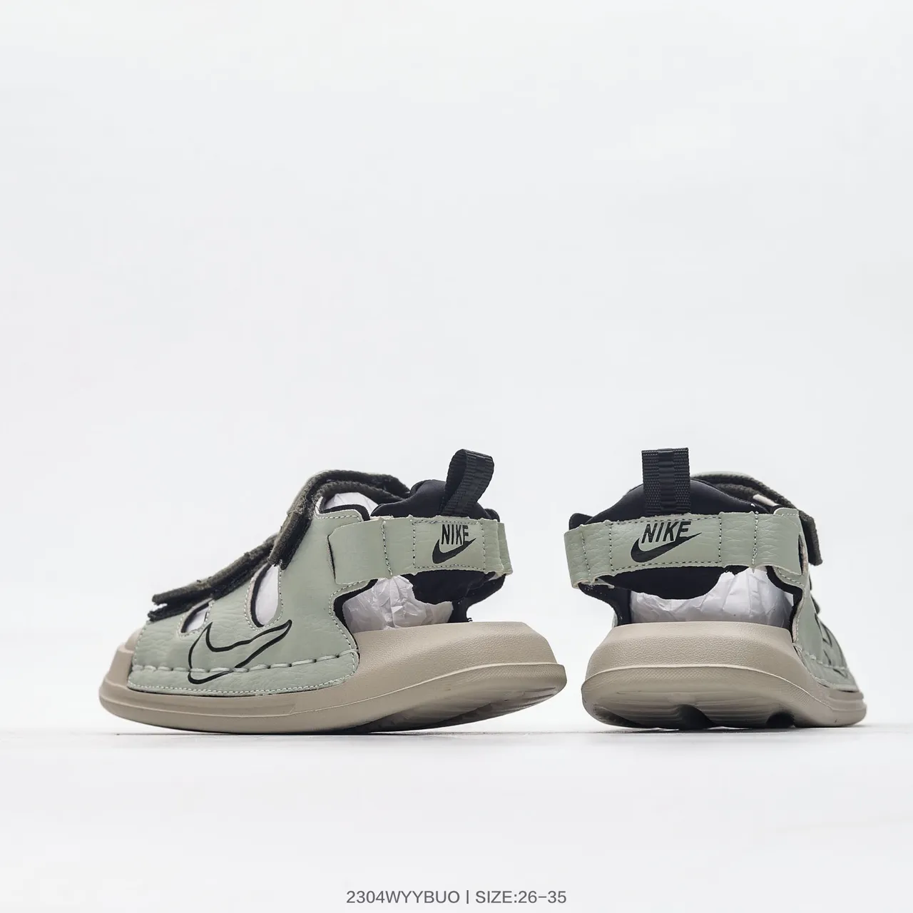 Nike Green Black Multi-Strap Adjustable Velcro Casual Sandals 21