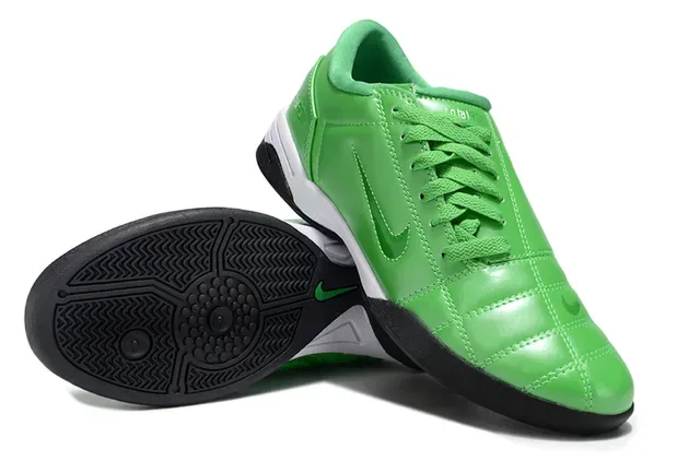 Nike Green Black Quilted Synthetic Upper Low-Top Lace-Up Indoor Soccer Shoes 4
