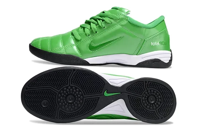 Nike Green Black Quilted Synthetic Upper Low-Top Lace-Up Indoor Soccer Shoes 6