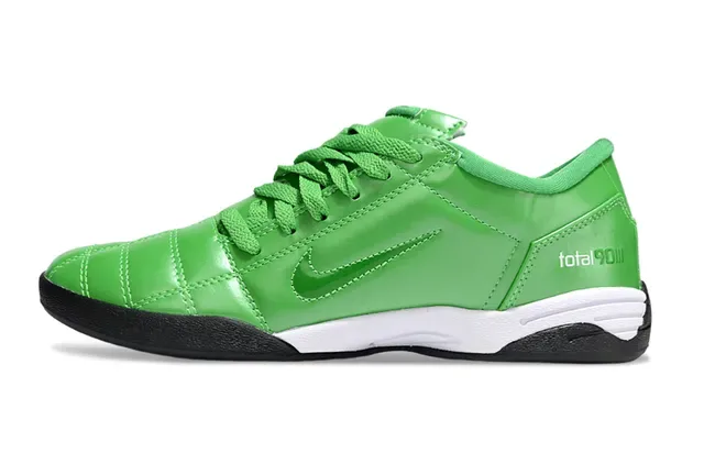 Nike Green Black Quilted Synthetic Upper Low-Top Lace-Up Indoor Soccer Shoes 7