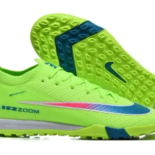 Nike Verde y Azul Flyknit Bajo Silueta Turf Zapatos de Fútbol