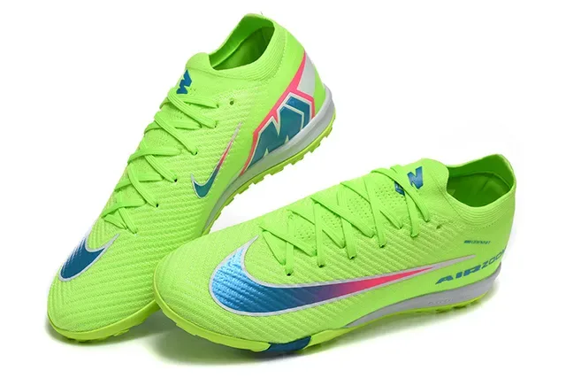 Nike Vert et Bleu Flyknit Low-Cut Silhouette Turf Chaussures de Football 2