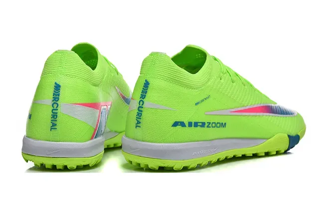 Nike Vert et Bleu Flyknit Low-Cut Silhouette Turf Chaussures de Football 5