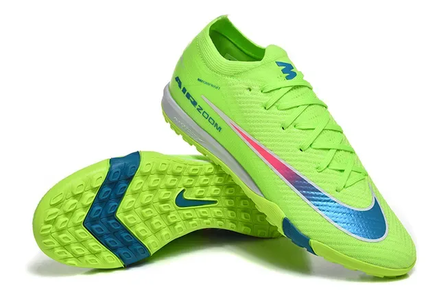Nike Vert et Bleu Flyknit Low-Cut Silhouette Turf Chaussures de Football 7