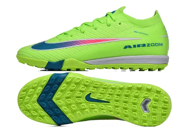 Nike Vert et Bleu Flyknit Low-Cut Silhouette Turf Chaussures de Football 9